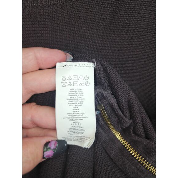 Michael kors Women's L Brown soft Professional classic sweater W zipper detail. - Picture 9 of 14